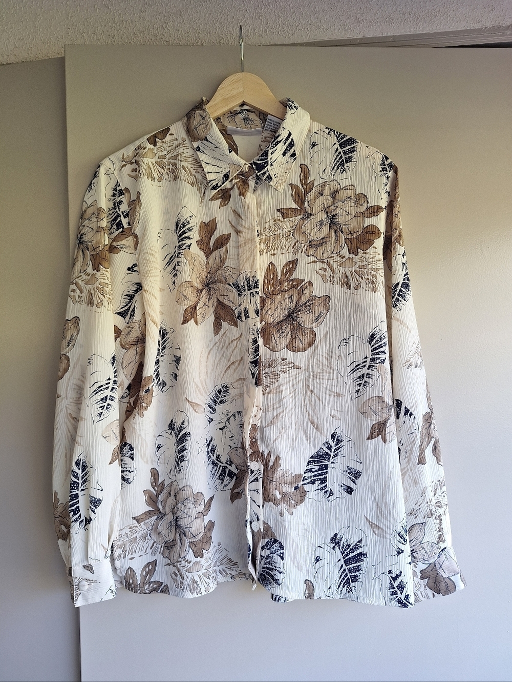 Alfred Dunner Vintage Floral Tropical Blouse Sz 12 Coastal Grandma